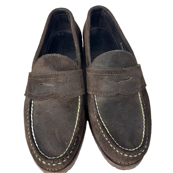 Polo Ralph Lauren Brown Suede Penny Loafers Men’s Size 11 Made in USA Moc Toe main image 12